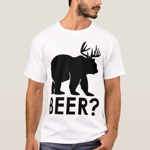 Funny Bear Deer "BEER?" Graphic T-Shirt – Humorous