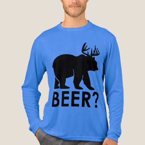 Funny Bear Deer "BEER?" Graphic T-Shirt – Humorous Tri-Blend Shirt