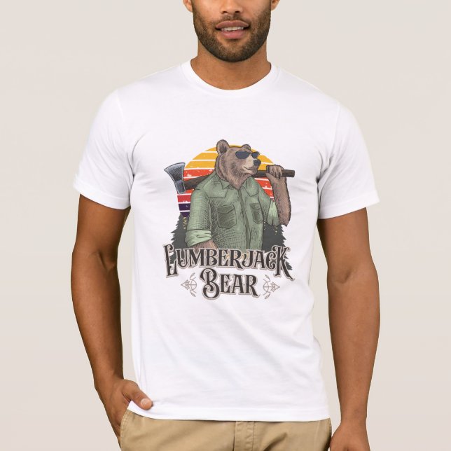 Funny bear dressed as a lumberjack T-Shirt (Front)