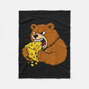 Funny Bear Eating Cheese Illustration For Food Lov Fleece Blanket