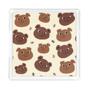 Funny bear face acrylic tray
