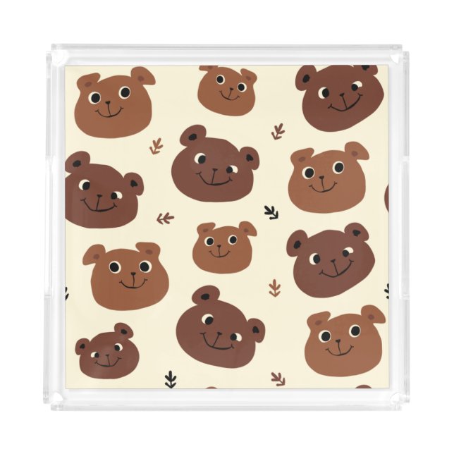 Funny bear face acrylic tray (Front)