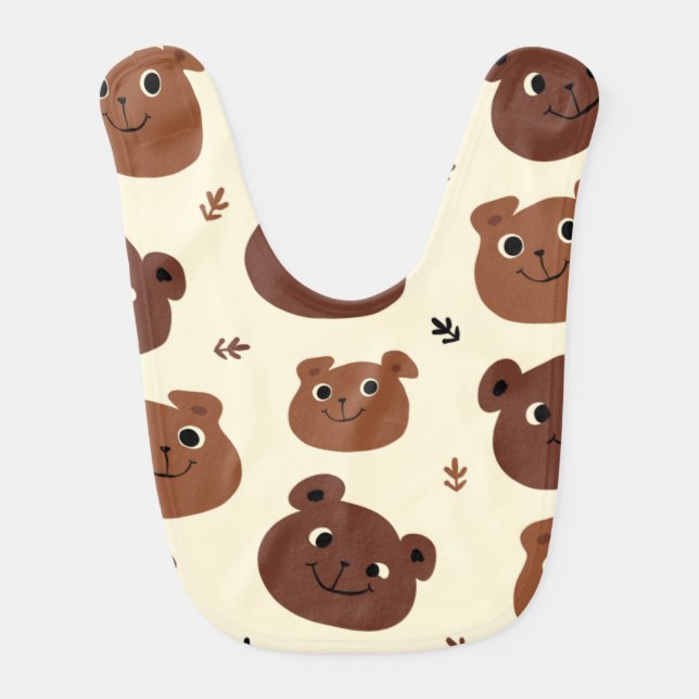 Funny bear face baby bib (Front)