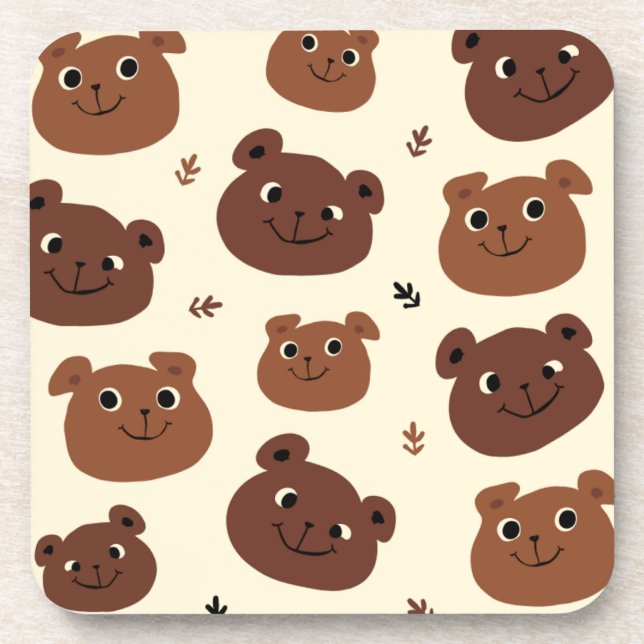Funny bear face beverage coaster (Front)