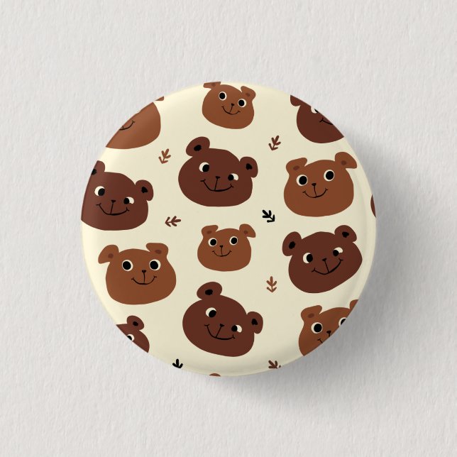Funny bear face button (Front)