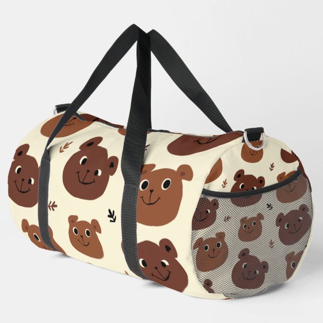 Funny bear face duffle bag (Right Corner)
