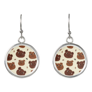 Funny bear face earrings