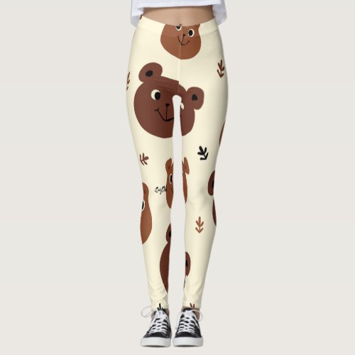 Funny bear face leggings