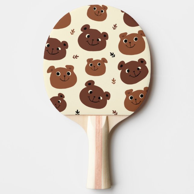 Funny bear face ping pong paddle (Front)