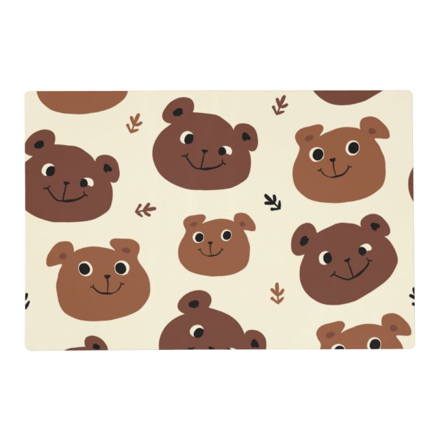 Funny bear face placemat (Front)