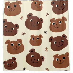 Funny bear face shower curtain