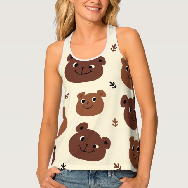 Funny bear face tank top (Front)