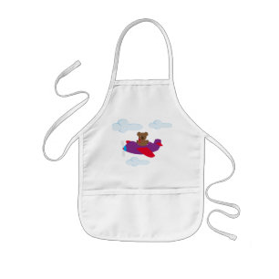 Funny bear flying by plan kids' apron