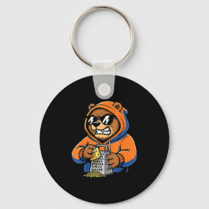 Funny Bear Grating Cheese Tee Graphic For Men Wome Keychain