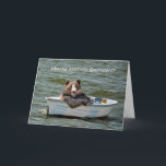 Funny Bear In Boat Birthday Card<br><div class="desc">Smiling bear in dinghy for humorous birthday for anyone.</div>