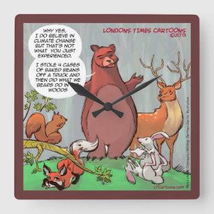 Funny Bear & Its Take On Climate Change Wall Clock