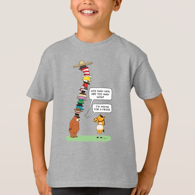 Funny Bear of Many Hats T-Shirt (Front)