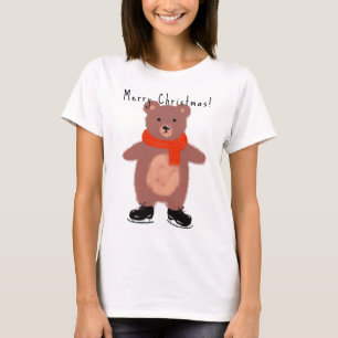 Funny bear on winter skates T-Shirt