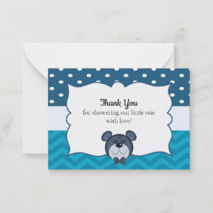 Funny Bear On Zigzag Baby Shower Thank You Cards