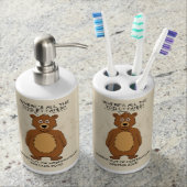 Funny Bear out of Hibernation Cartoon Bath Set (Front)