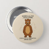 Funny Bear out of Hibernation Cartoon Button (Front & Back)