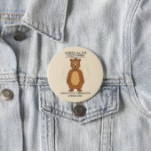 Funny Bear out of Hibernation Cartoon Button (In Situ)