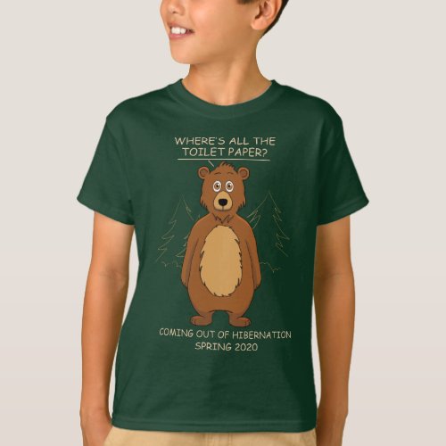 Funny Bear Out of Hibernation Cartoon Dark T_Shirt