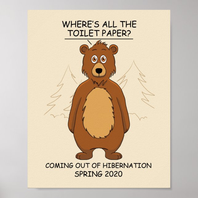 Funny Bear out of Hibernation Cartoon Poster (Front)