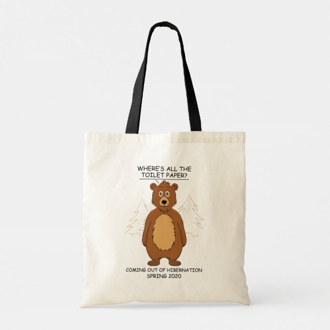 Funny Bear out of Hibernation Cartoon Tote Bag (Back)