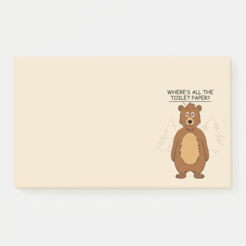 Funny Bear out of Toilet Paper Cartoon Post_it Notes