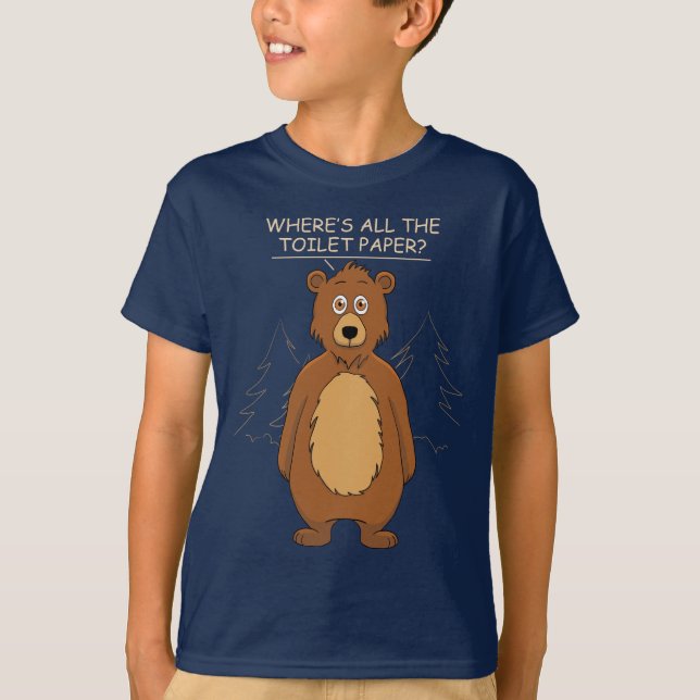 Funny Bear Out of Toilet Paper Dark T-Shirt (Front)