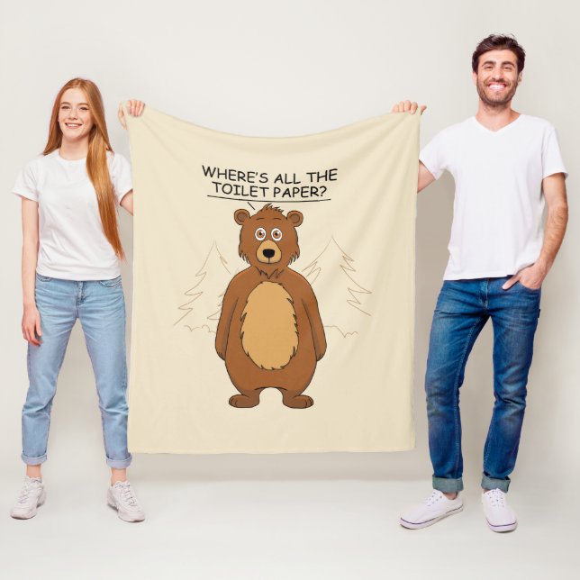 Funny Bear out of Toilet Paper Fleece Blanket (In Situ)