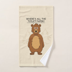 Funny Bear out of Toilet Paper Hand Towel