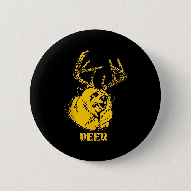 Funny Bear Plus Deer Equals Beer Deer Hunting Usa  Button (Front)