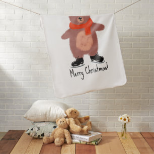 Funny bear skating baby blanket