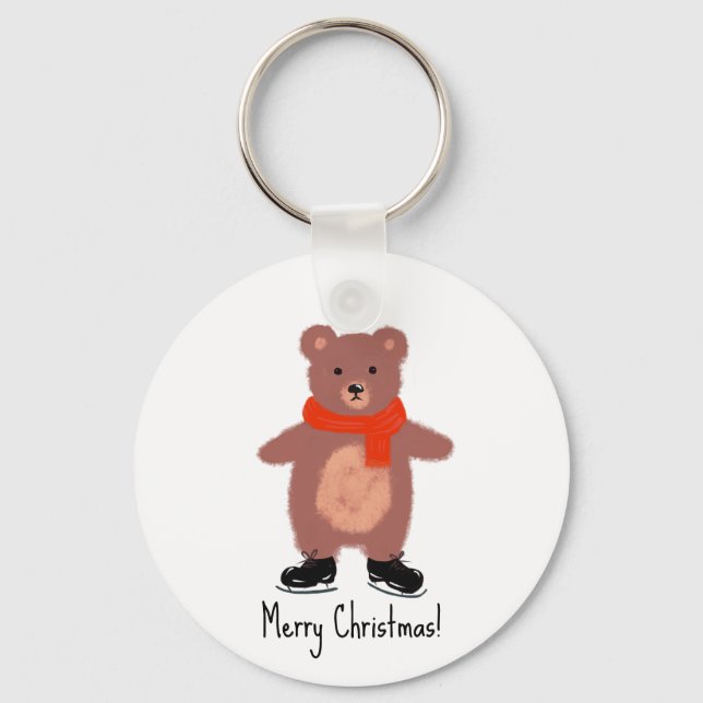 Funny bear skating keychain (Front)