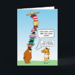 Funny Bear Wearing Many Hats Birthday Card<br><div class="desc">This hilarious birthday card features a bear asking a horse: How many hats are too many hats? Asking for a friend,  of course.

Thank you for choosing this original design by © Chuck Ingwersen. I’m an independent artist,  and I post cartoons every day on Instagram: https://www.instagram.com/captainscratchy</div>
