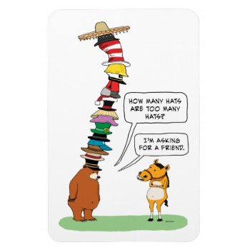 Funny Bear Wearing Many Hats Magnet by chuckink at Zazzle