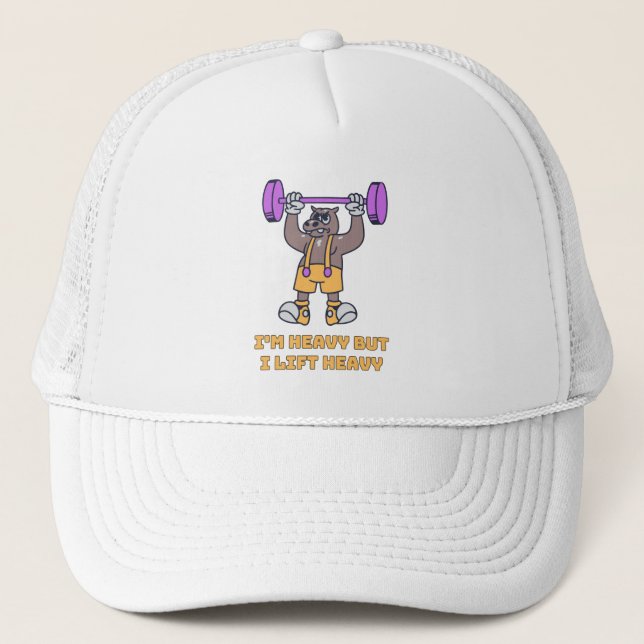 Funny Bear Weightlifting Trucker Hat (Front)