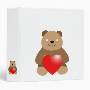 Funny bear with a heart 3 ring binder