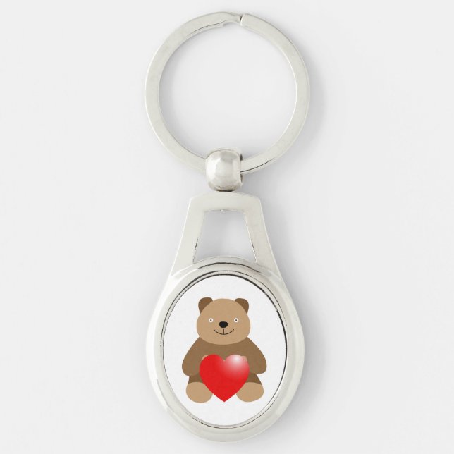 Funny bear with a heart keychain (Front)