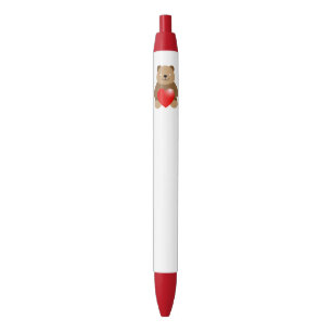 Funny bear with a heart pen