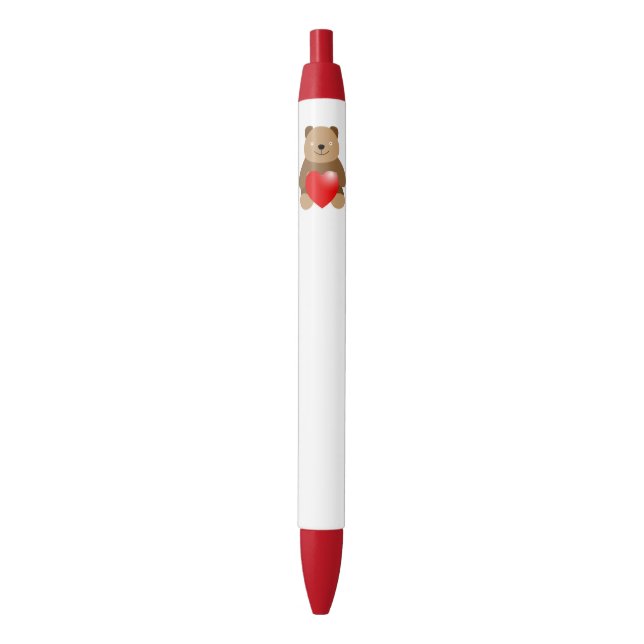 Funny bear with a heart pen (Front Vertical)
