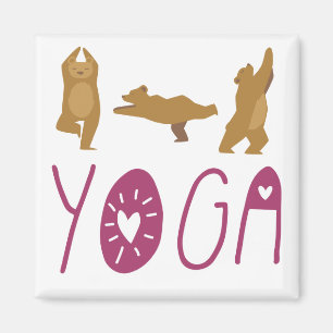 Funny Bear Yoga Poses Magnet