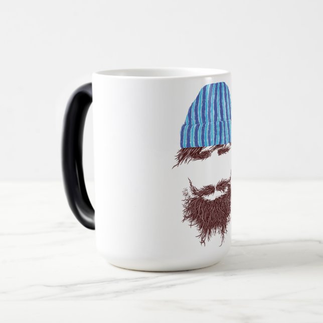 Funny Beard & Beanie Mug - Novelty Coffee Cup with (Front Left)
