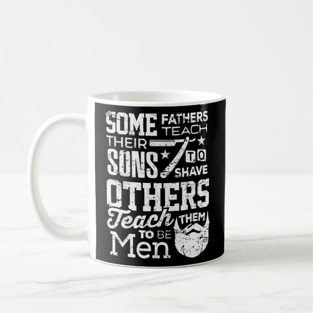 Funny Beard Dad Father Teach Son to Shave Daddy Coffee Mug (Left)