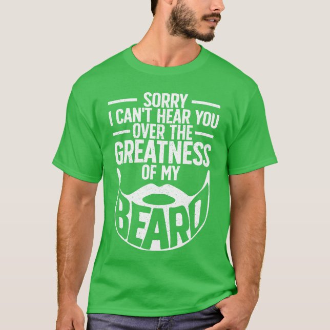 Funny Beard Design for Bearded Men Facial Hair Whi T-Shirt (Front)