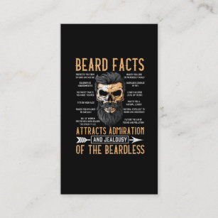 Funny Beard Facts Bearded Man Mustache Humor Business Card