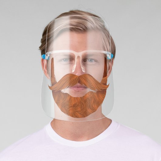 Funny Beard & Handlebar Mustache Facial Hair Face Shield (Insitu)