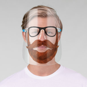 Funny Beard & Hipster Handlebar Mustache Face Shield